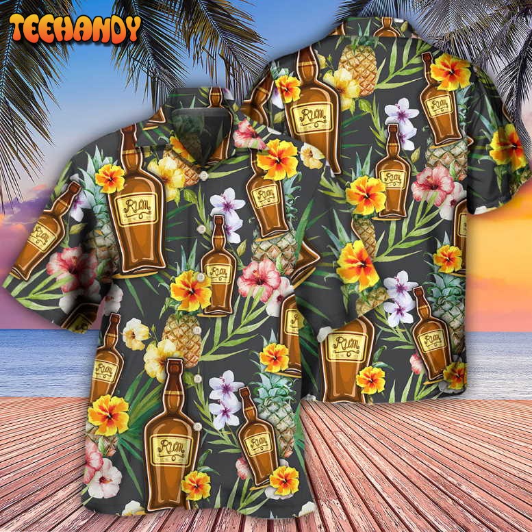 Wine Rum Drinking Tropical Art Hawaiian Shirt