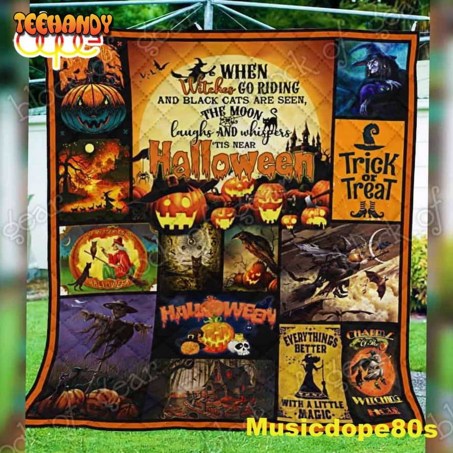 Witches Go Riding Halloween  3D All Over Printed Quilt Blanket