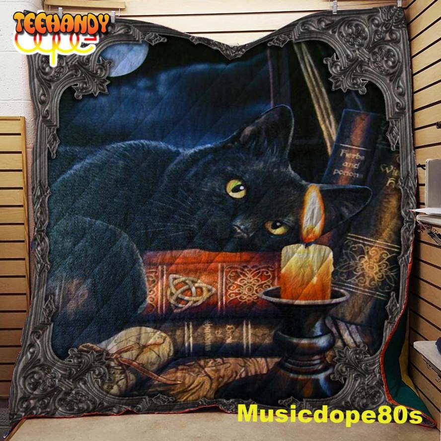 Witching Hour Black Cat Halloween 3D Quilt Blanket