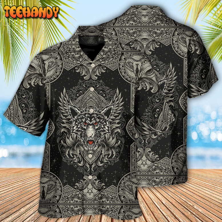 Wolf Art Line Darkness Hawaiian Shirt