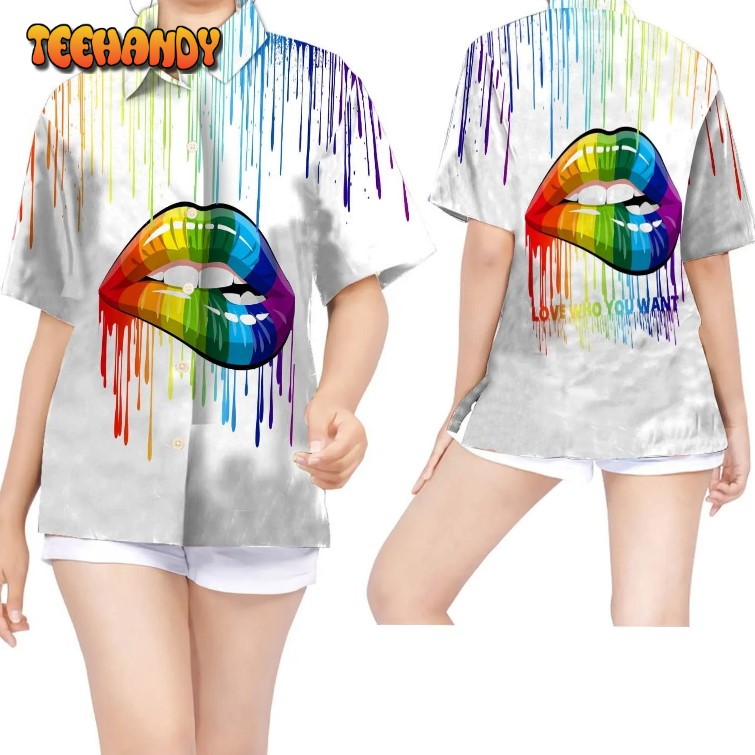 Women Hawaiian Shirt For Lgbt Community In Summer You Want Rainbow Lips Watercolor