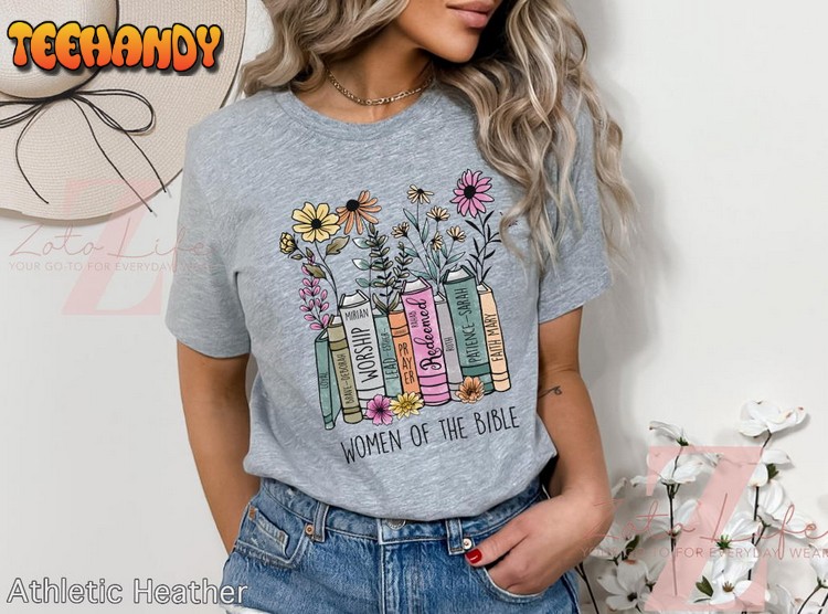 Women of The Bible T-Shirt, Floral Hand Drawn Books Shirt