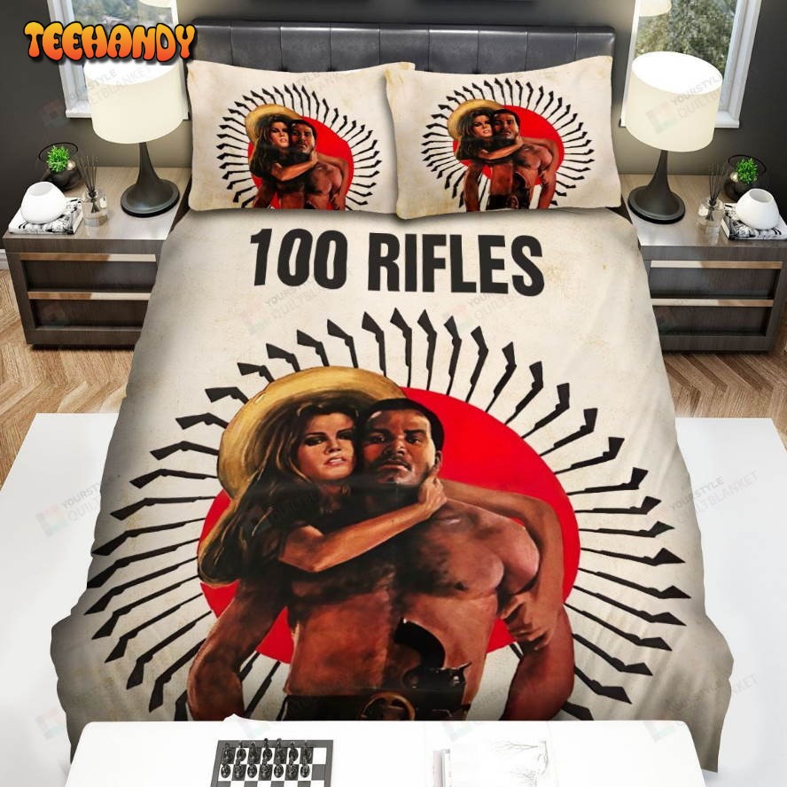 100 Rifles (1969) Gun, Red Circle, Woman And Man Movie Poster Bedding Sets