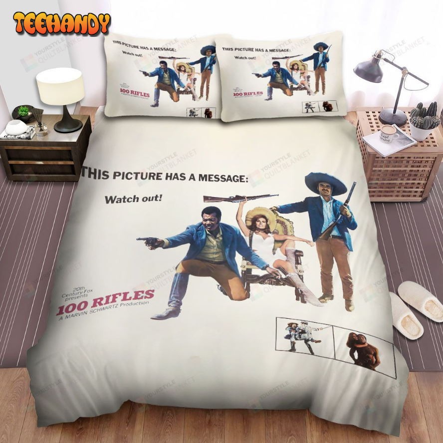 100 Rifles (1969) Th Picture Has A Message Movie Poster Bedding Sets