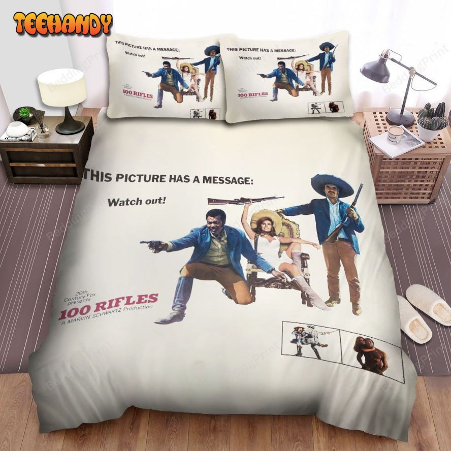 100 Rifles (1969) Thí Picture Has A Message Movie Poster Bedding Sets