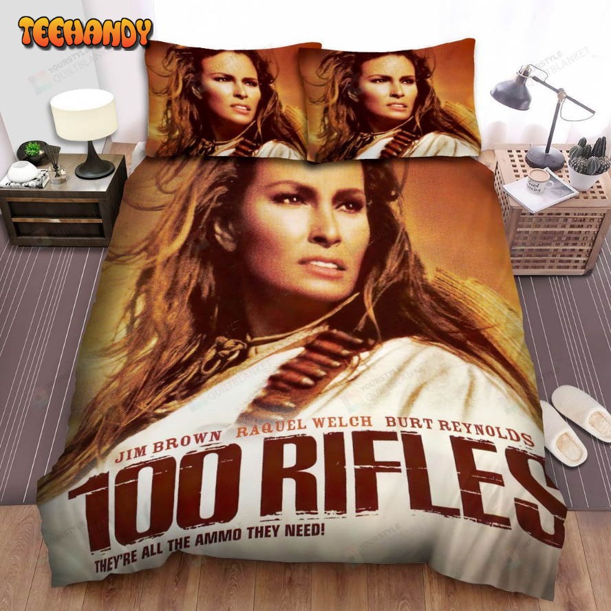 100 Rifles (1969) Woman And Horses Movie Poster Bedding Sets