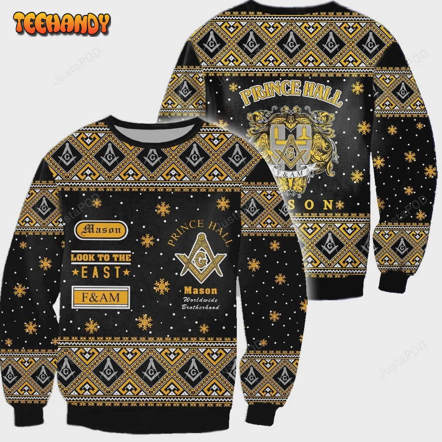 3D All Over Freemason Ugly Christmas Sweater, Ugly Sweater