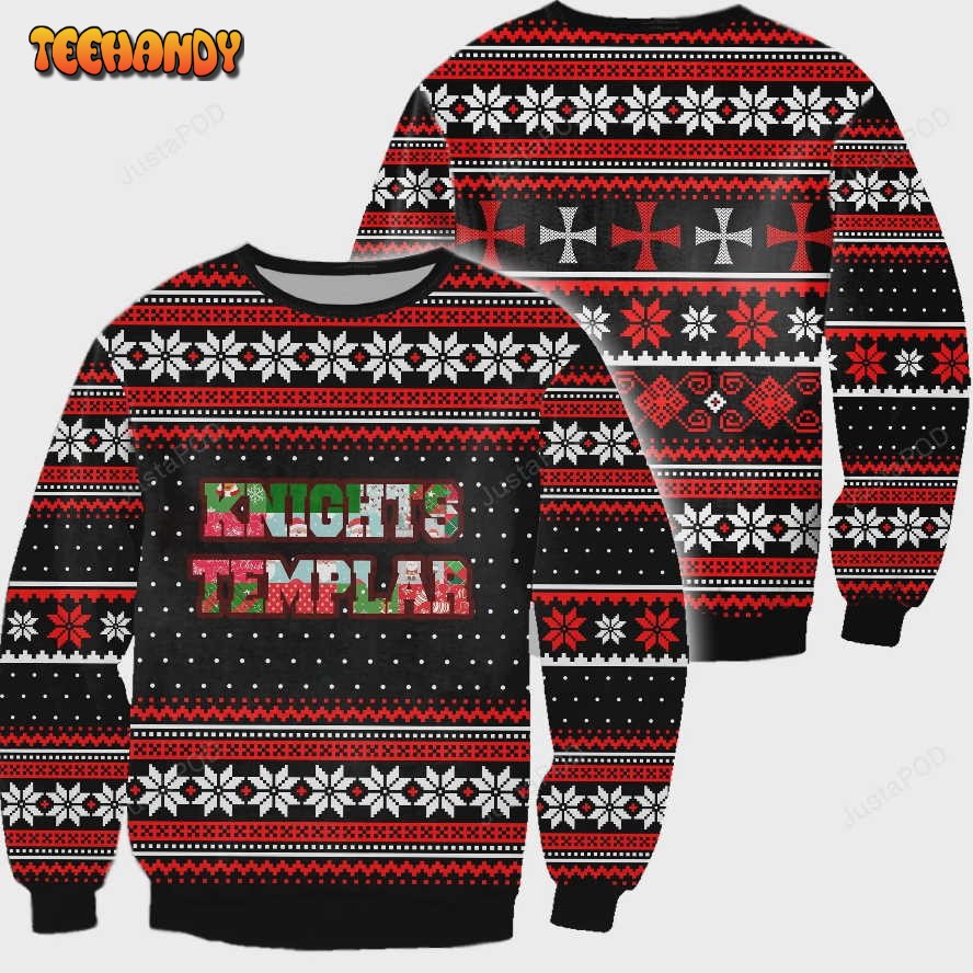 3D All Over Knights Templar Ugly Sweater, Ugly Sweater, Christmas Sweaters