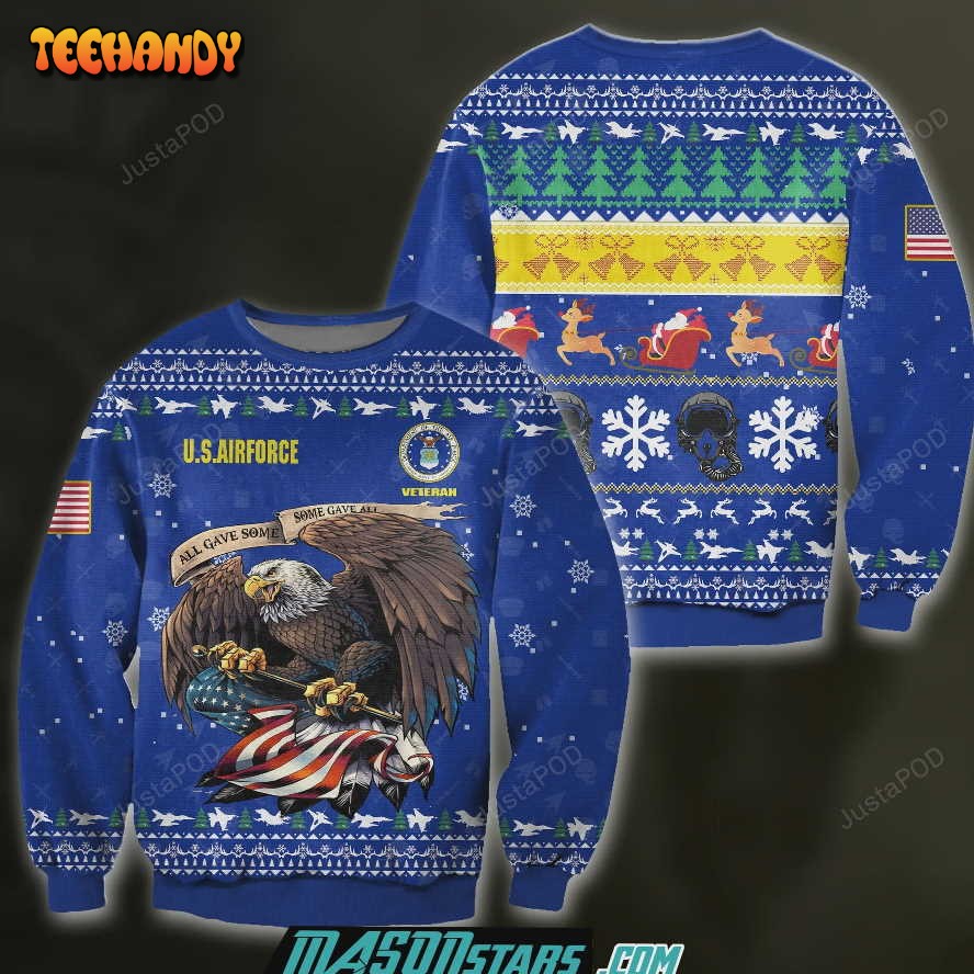 3D ALL OVER PRINT AIR FORCE VETERAN UGLY SWEATER, Ugly Sweater