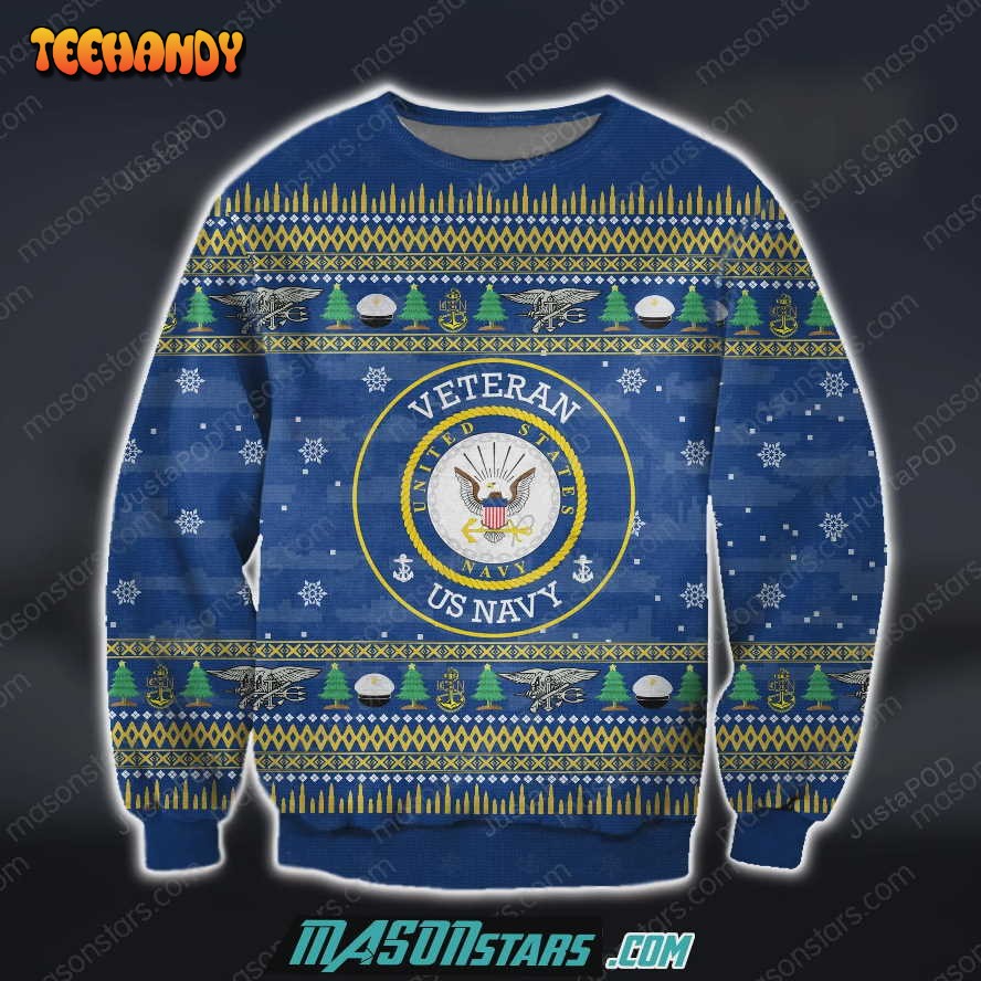 3D All Over Print Us Navy Veteran Ugly Sweater, Christmas Sweaters