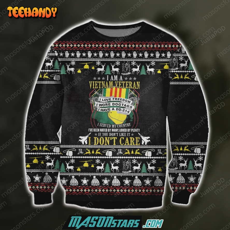 3D All Over Print Vietnam Veteran Ugly Sweater, Christmas Sweaters