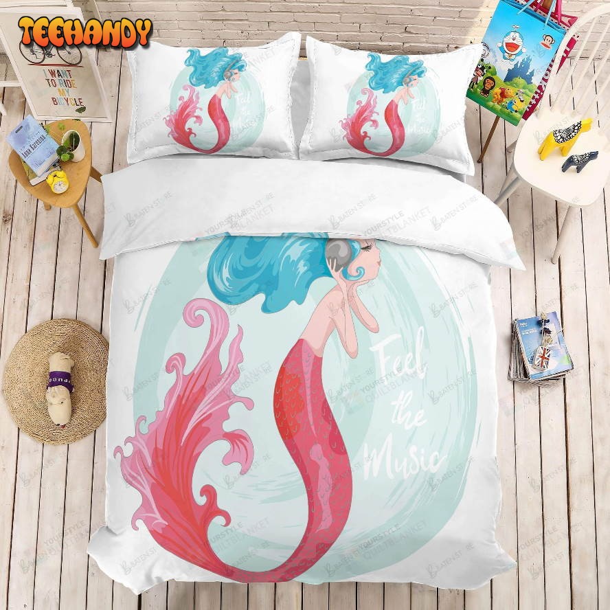 3d Cute Cartoon Mermaid Bed Sheets Duvet Cover Bedding Set Great