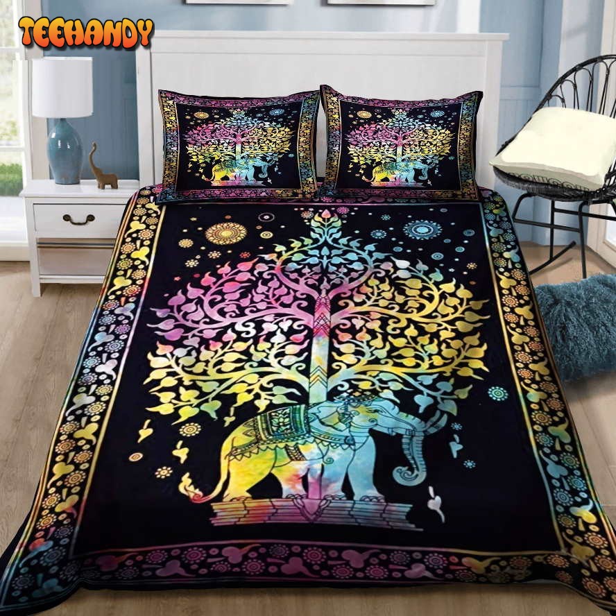 3D Elephant Mandala Under The Tree Bed Sheets Duvet Cover Bedding Sets