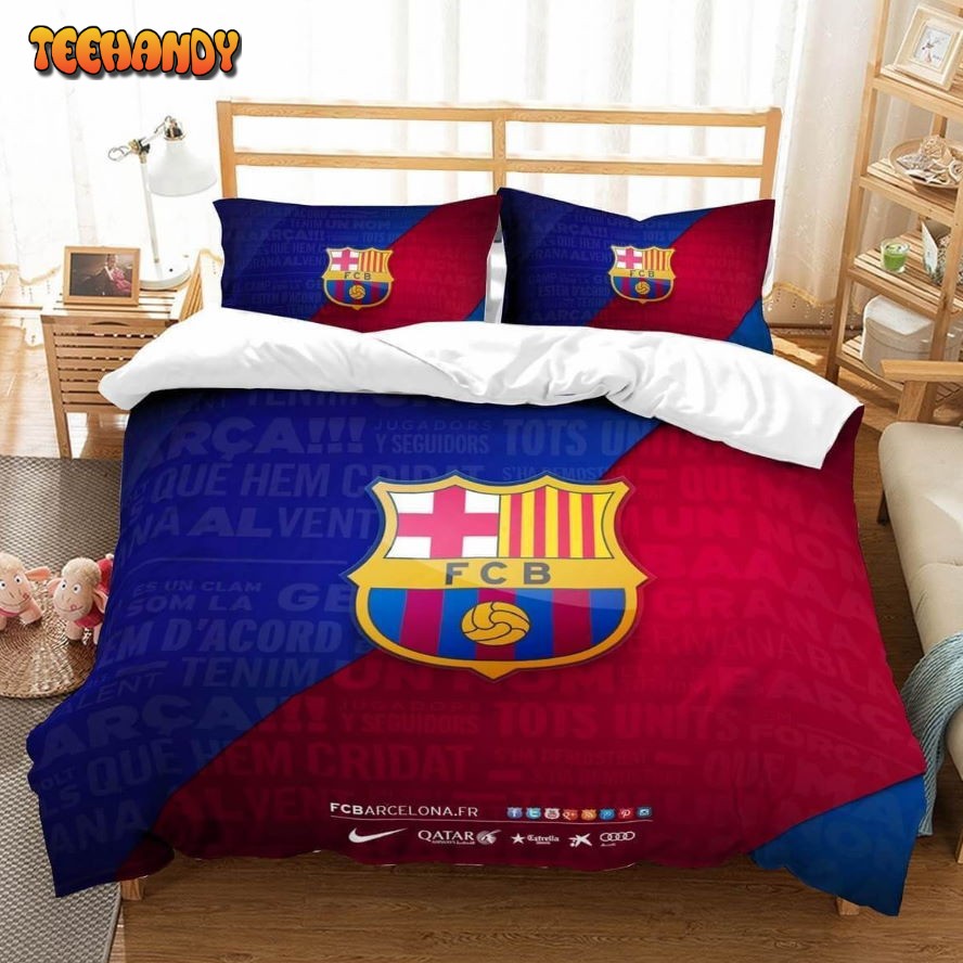 3D FC Barcelona Soccer Club Logo Duvet Cover Bedding Set