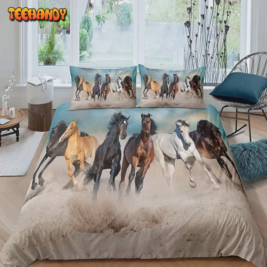 3D Horse Cover Set for Kids Running Horses Bedding Set Animal Pattern 3