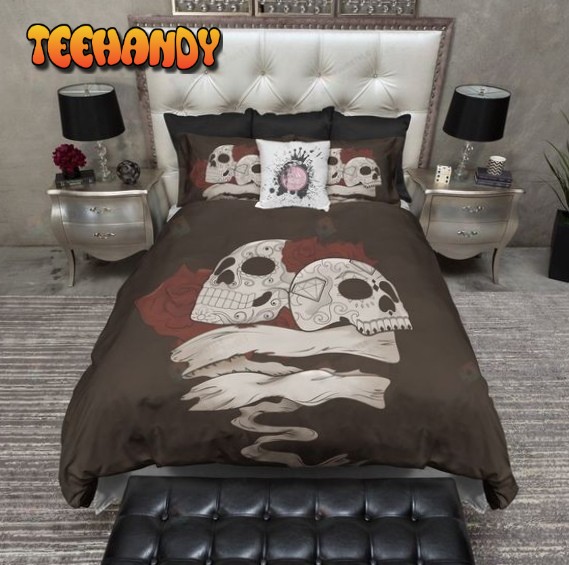 3D Husband And Wife Sugar Skull Cotton Spread Comforter Bedding Sets