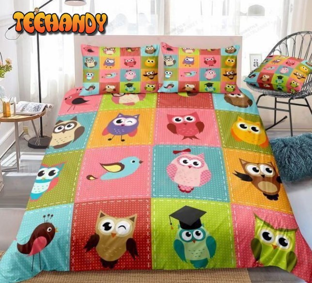 3D Kids Owl Cartoon Cotton Bed Sheets Spread Comforter Bedding Sets