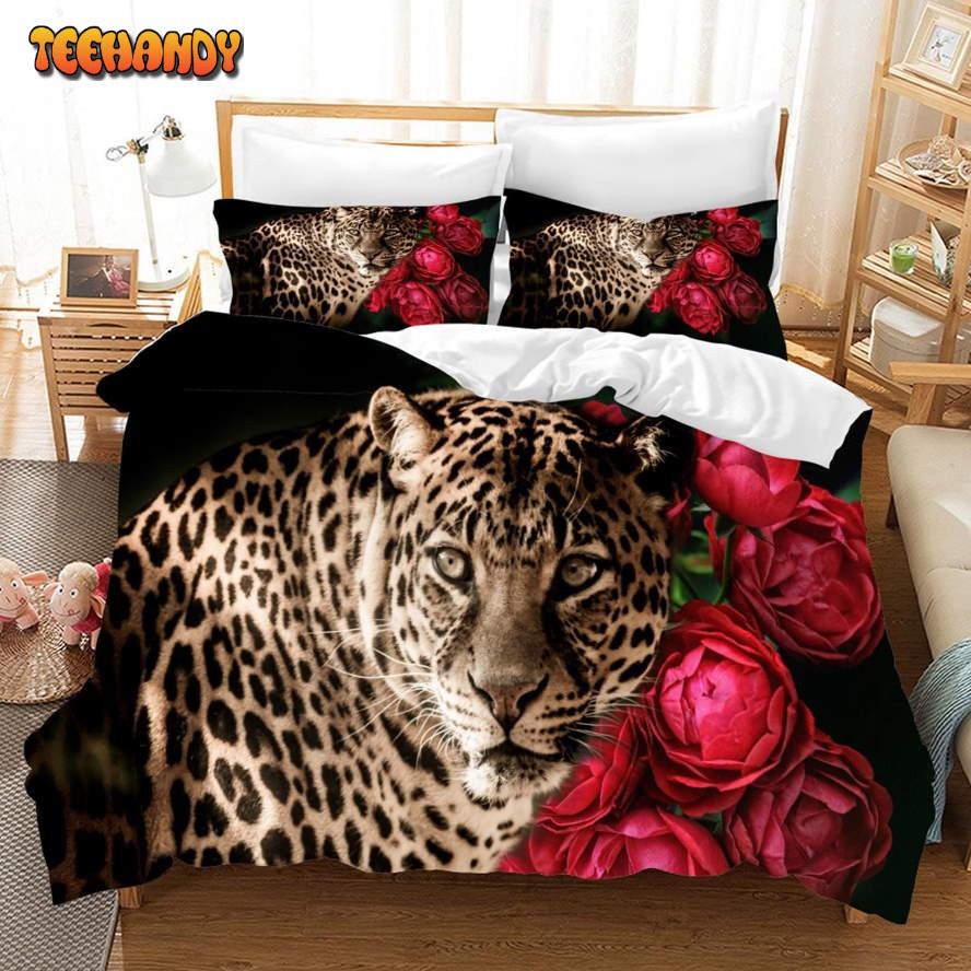 3D Leopard And Rose Bed Sheets Duvet Cover Bedding Sets