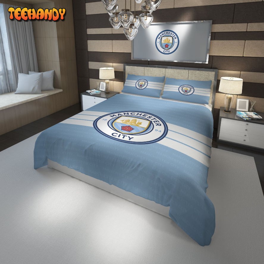 3d Manchester City FC Logo Soccer Duvet Cover Bedding Set For Fans