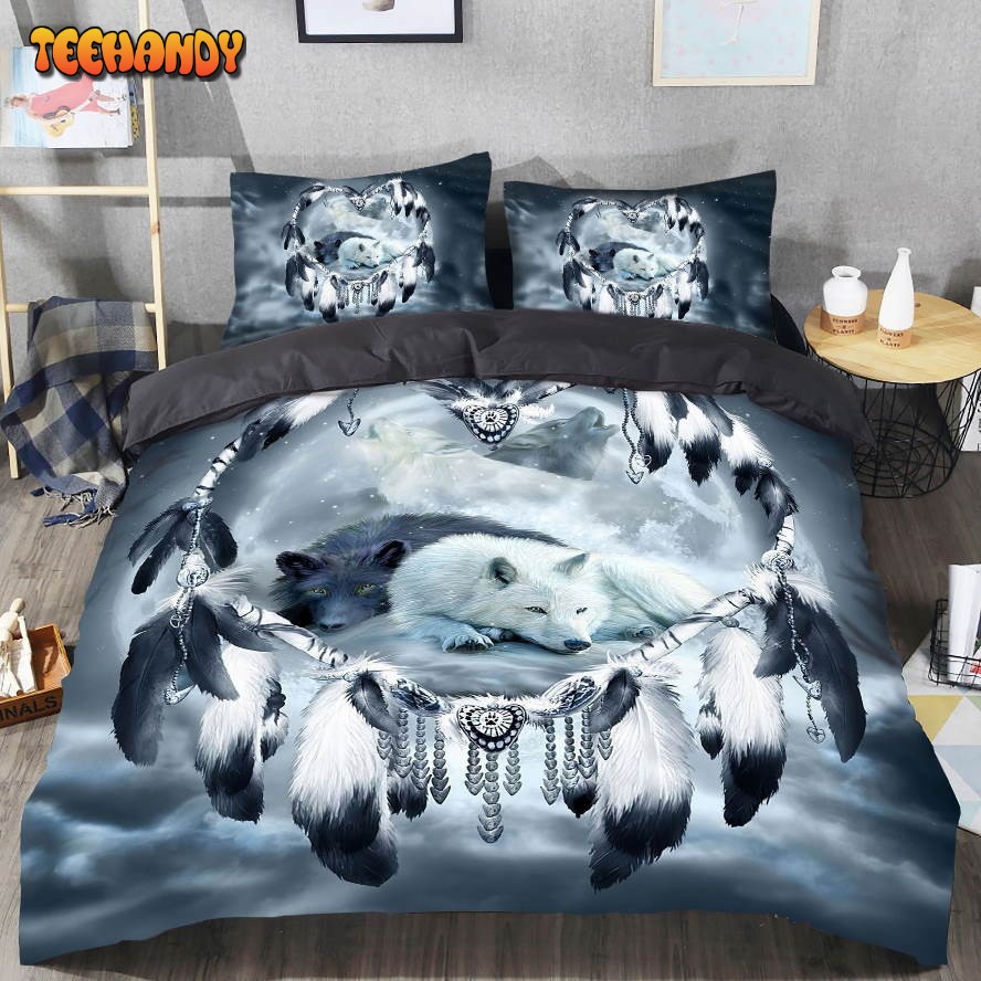 3D Native Black And White Wolf Bed Sheets Duvet Cover Bedding Sets