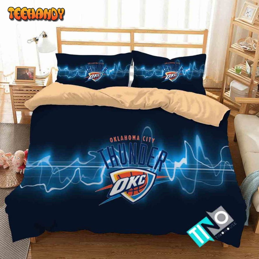 3d Nba Oklahoma City Thunder Logo Basketball Bedding Set