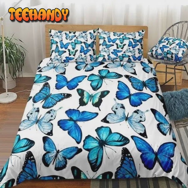 3D Oil Painting Blue Butterfly Bed Sheets Duvet Cover Bedding Sets