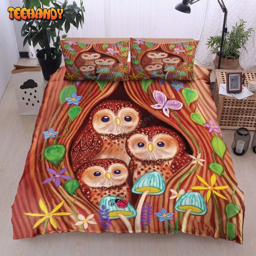 3D Owl Butterfly Mushroom Bed Sheets Duvet Cover Bedding Sets