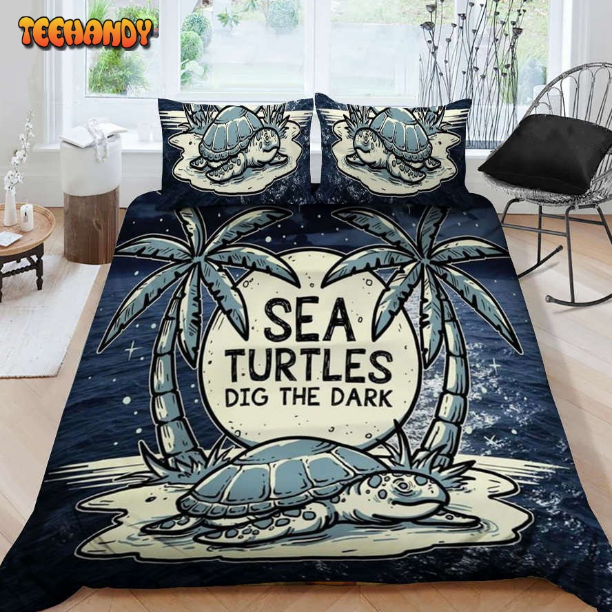 3D Sea Turtles Dig The Dark Bed Sheets Duvet Cover Bedding Sets