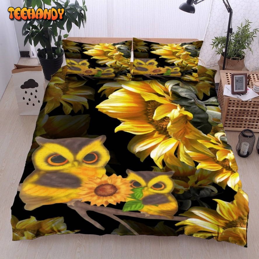 3D Sunflower Strigidae Owl Bed Sheets Duvet Cover Bedding Sets