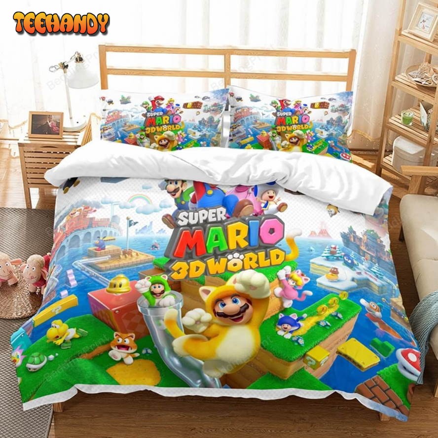 3d Super Mario 3d World Duvet Cover Bedding Set