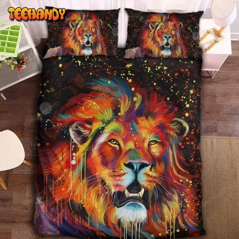 3D Watercolor Galaxy Lion Printed Bed Sheets Duvet Cover Bedding Set