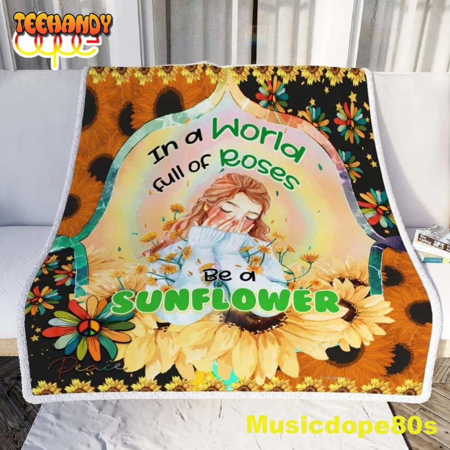 A Beautiful Sunflower Hippie Halloween Sofa Fleece Throw Blanket