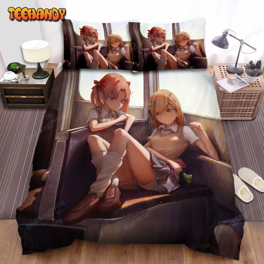 A Certain Scientific Railgun Characters On A Train Artwork Bedding Sets