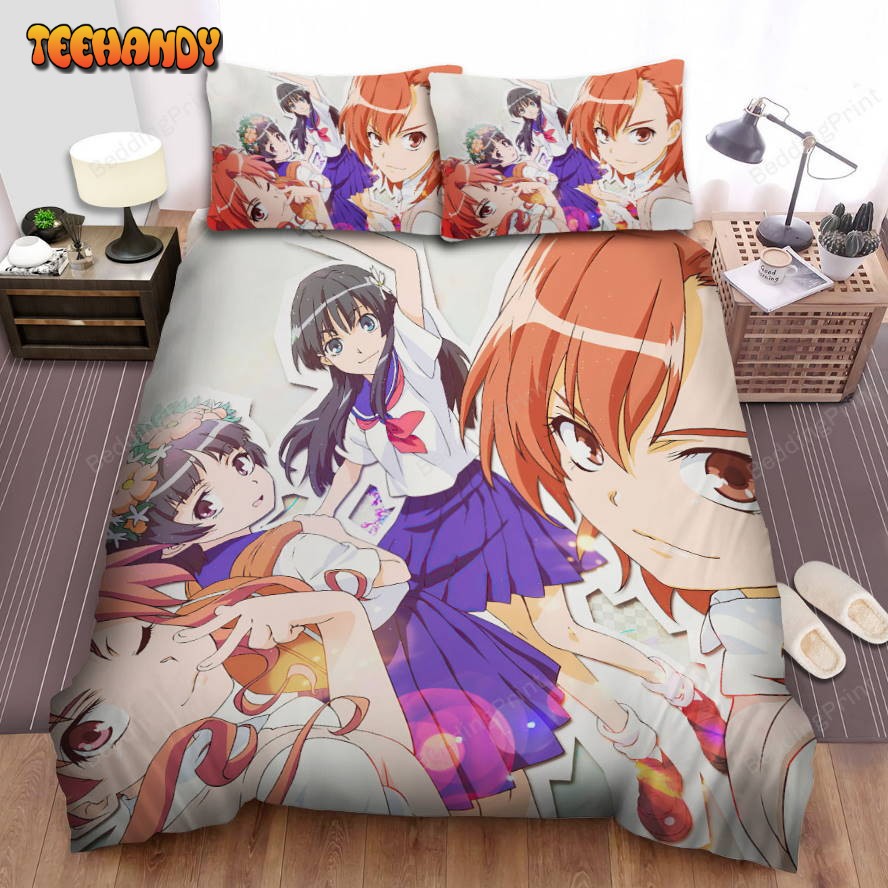 A Certain Scientific Railgun Main Characters In Sticker Style Bedding Sets