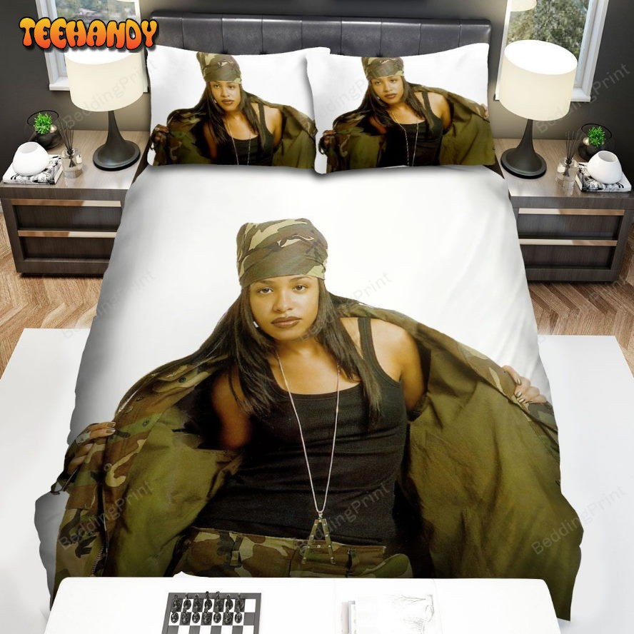 Aaliyah Singer Aaliyah In Military Costume Duvet Cover Bedding Sets