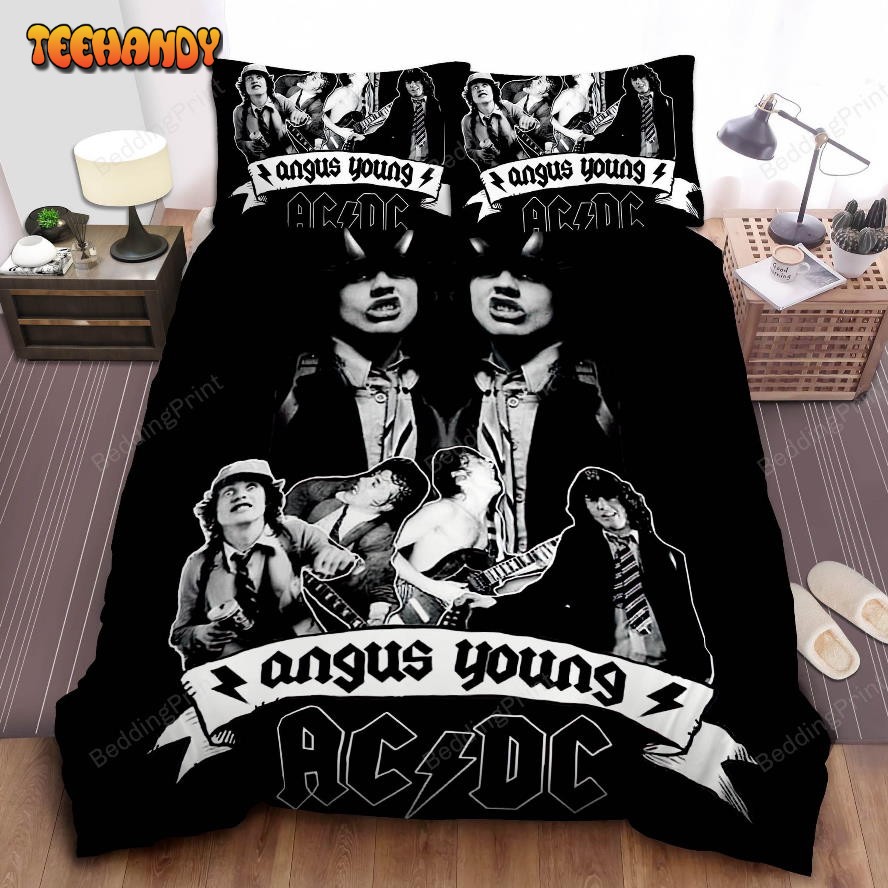 AcDc Angus Young In Black &amp White Images Duvet Cover Bedding Sets