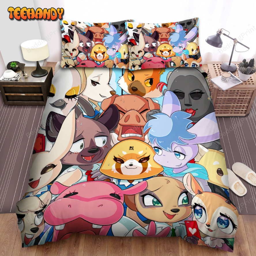 Aggretsuko All Characters In One Bed Sheets Spread Duvet Cover Bedding Sets