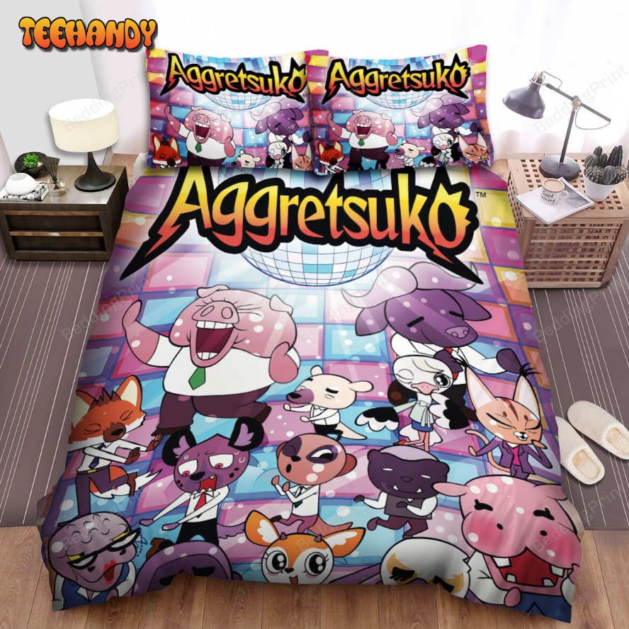 Aggretsuko Characters In A Disco Dance Bar Spread Duvet Cover Bedding Sets