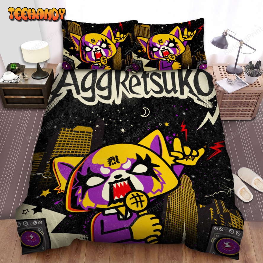 Aggretsuko Metal Rock Style Poster Bed Sheets Spread Duvet Cover Bedding Sets