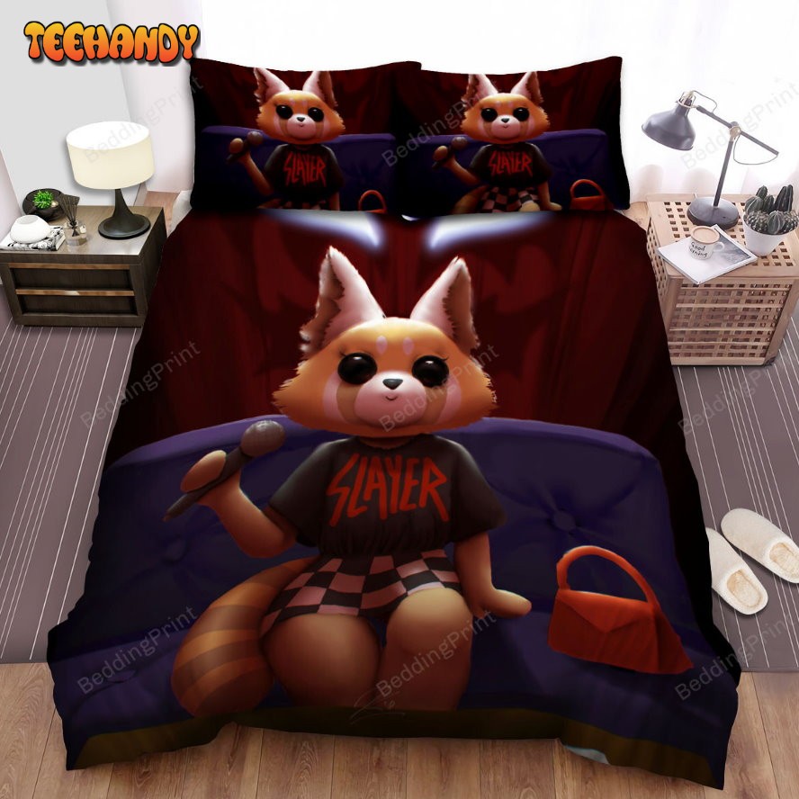 Aggretsuko Retsuko In Slayer Rock Band Shirt Spread Duvet Cover Bedding Sets