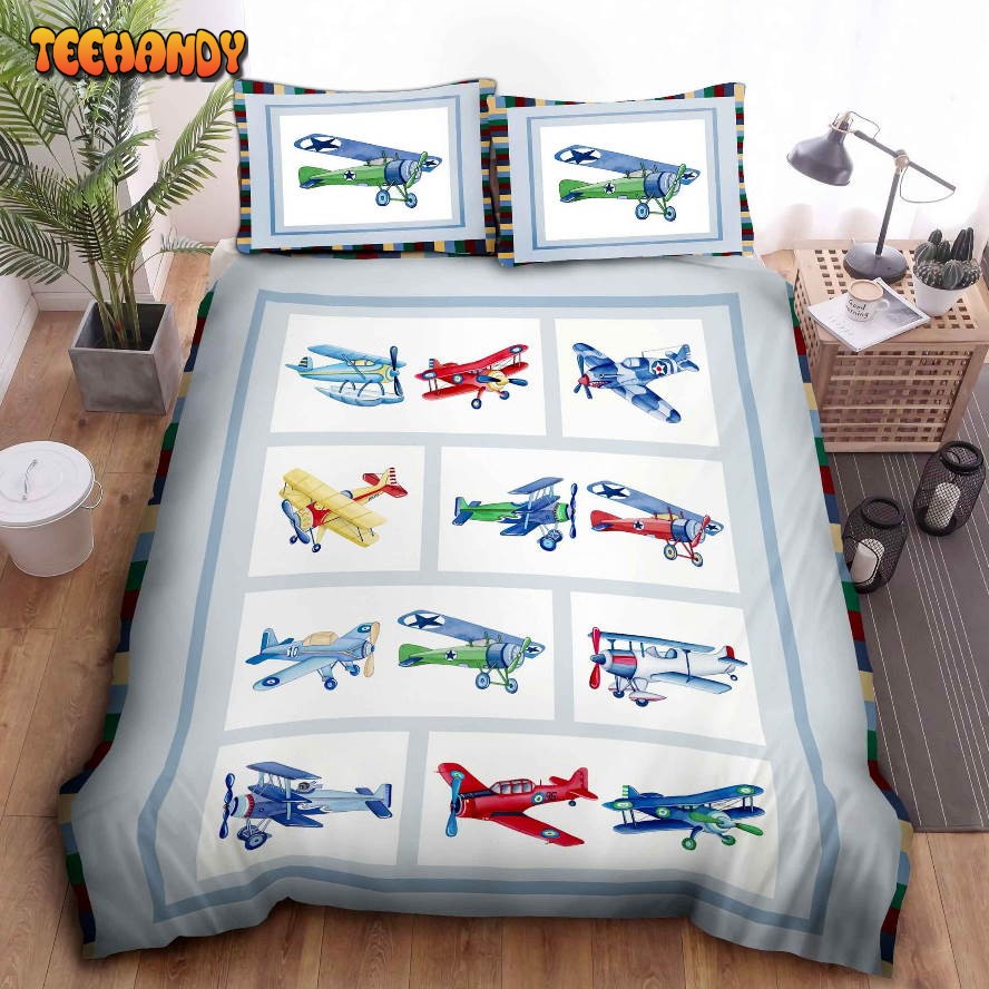 Airplane Picture Collection Bed Sheets Duvet Cover Bedding Sets