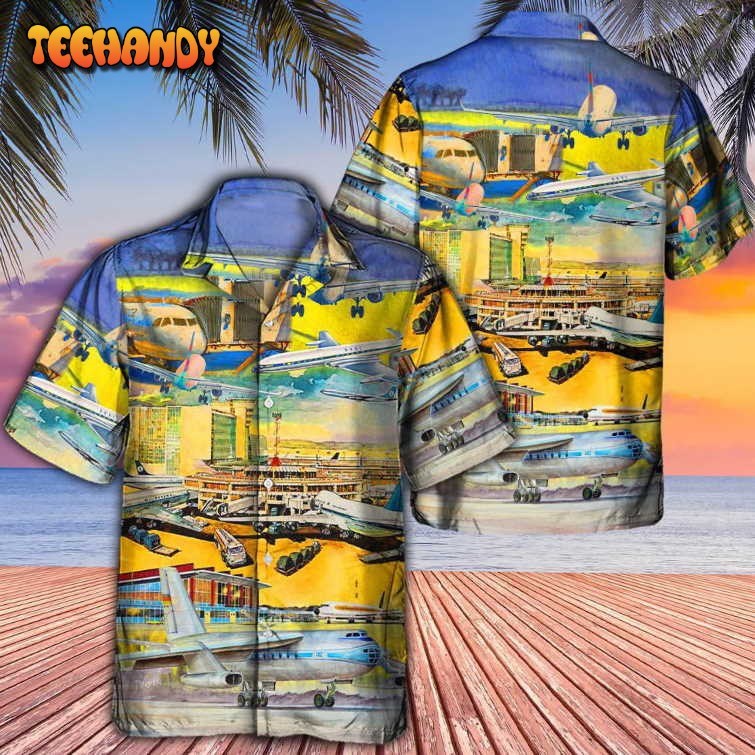 Airplane Take Off From Airport Hawaiian Shirt