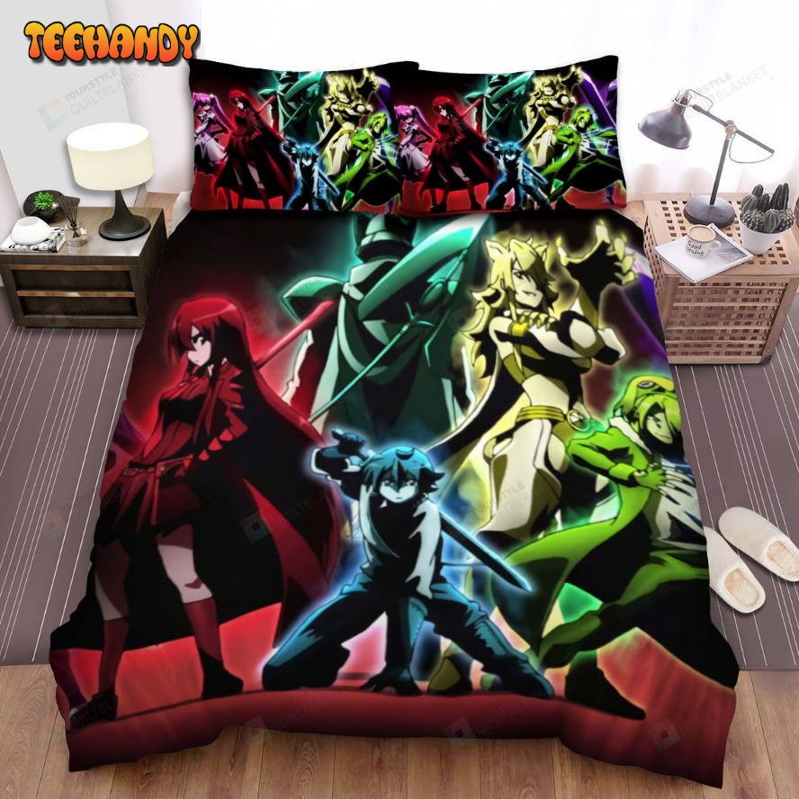 Akame Ga Kill Characters Colourful Spread Comforter Duvet Cover Bedding Sets