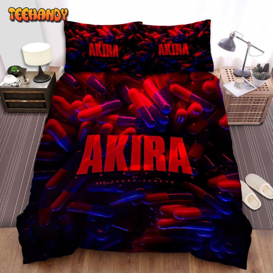 Akira Red &amp Blue Pills 3d Pattern Bed Sheets Duvet Cover Bedding Sets