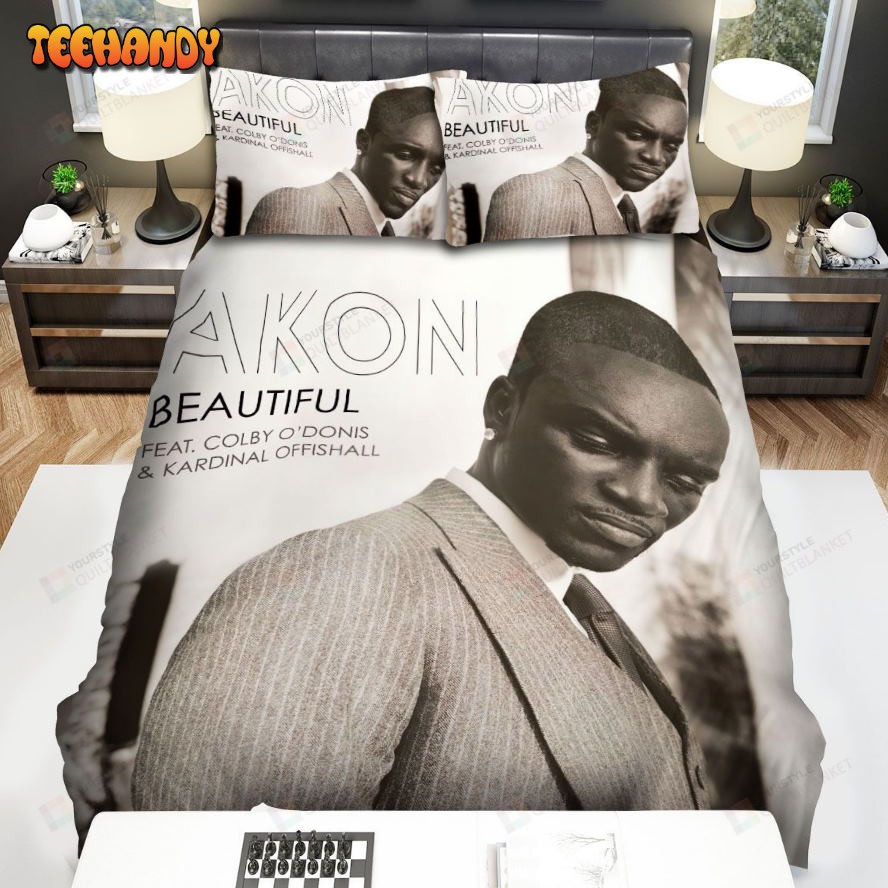 Akon Beautiful Album Cover Black And White Version Comforter Bedding Sets