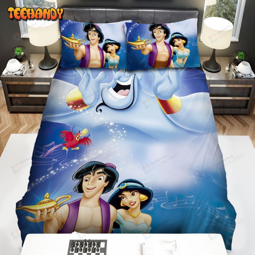 Aladdin Characters And The Musical Notes Spread Comforter Bedding Sets