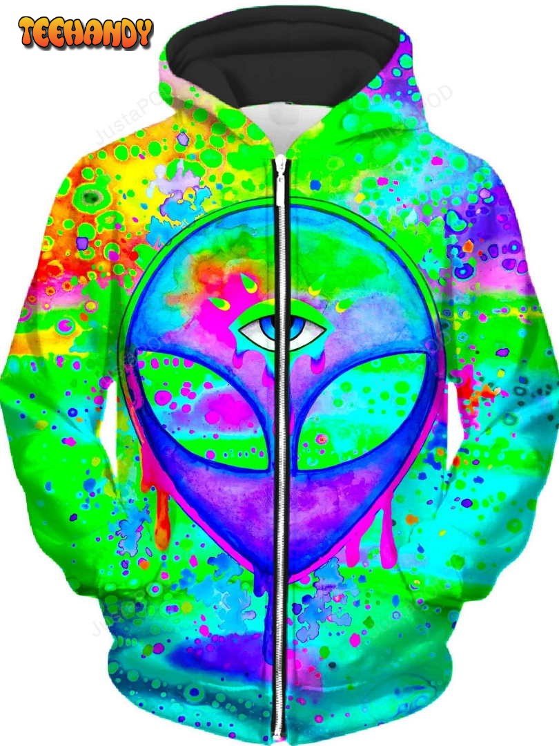 Alien Melt Purple Unisex Zip-Up 3D Hoodie For Men Women