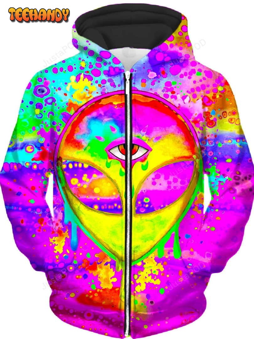 Alien Melt Yellow Unisex Zip-Up 3D Hoodie For Men Women