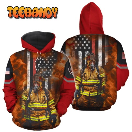 Amazing Red Line US Fireman 3D Hoodie For Men For Women