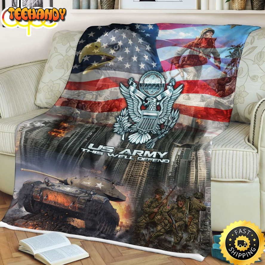 American Tanks And Soldiers Fleece Throw Blanket